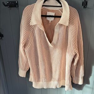 Cream and  Tan Striped Women's Sweater